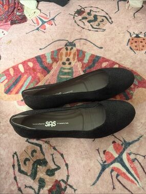 SAS Black Sparkle Round-Toe Ballet Flats